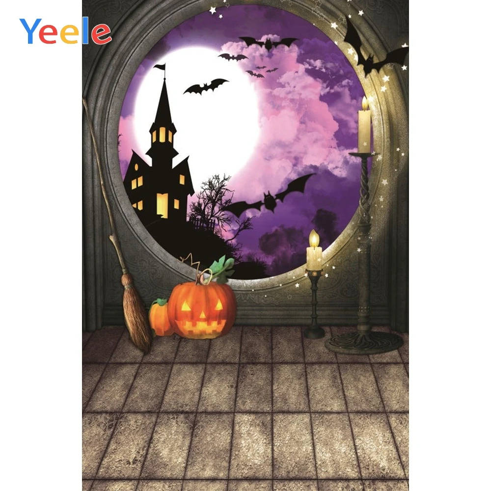 Хэллоуин фото фон фонарь тыква замок окно метла пользовательские фотосессия