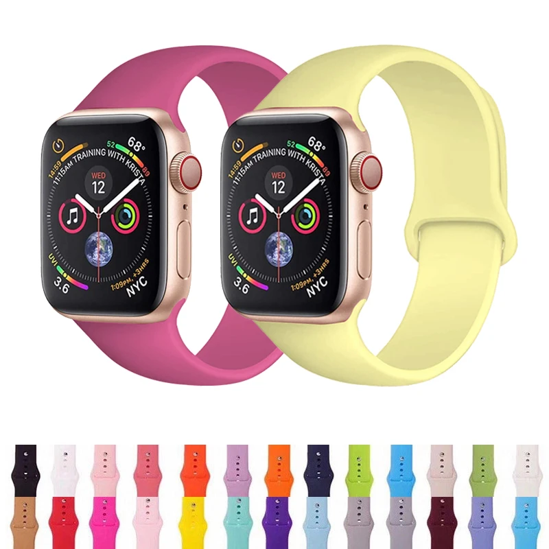 Силиконовый ремешок для apple Watch 5 4 3 2 1 38 мм 42 мягкий спортивный силиконовый iwatch 44 40