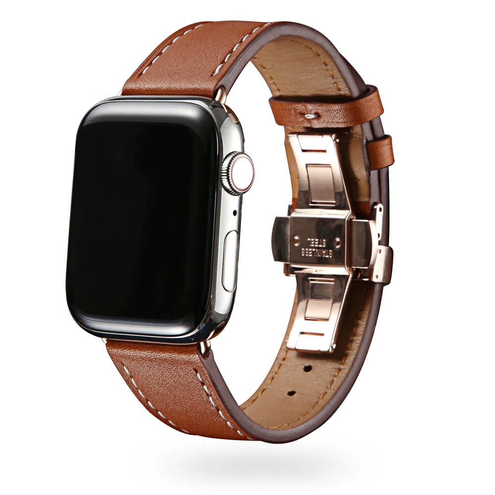 Кожаный ремешок Geniune для Apple Watch Series 5 4 band 44 40 мм iwatch watch series 3 42 38 браслет Ремешки