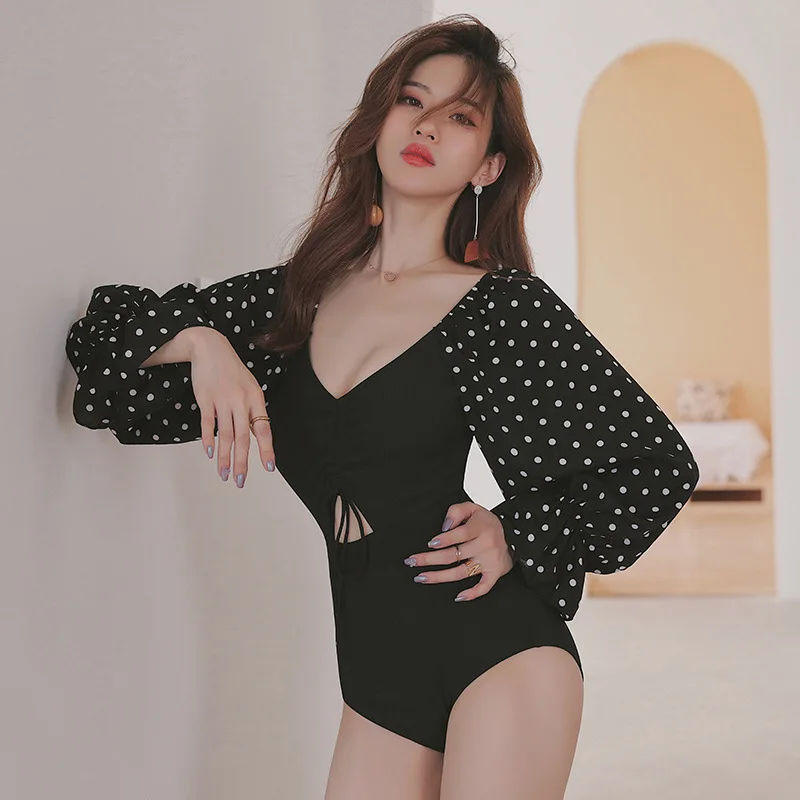 

One Piece Bathing Suit Swimsuits Woman Swimsuit Sports Swimwear Solid Female New Sexy Long Sleeve Animal Lycra