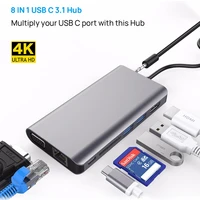 usb hdmi vga adapter docking station type c to hdmi comptible 4k30hz vga rj45 ethernet usb a adapter for mac mate 40 etc