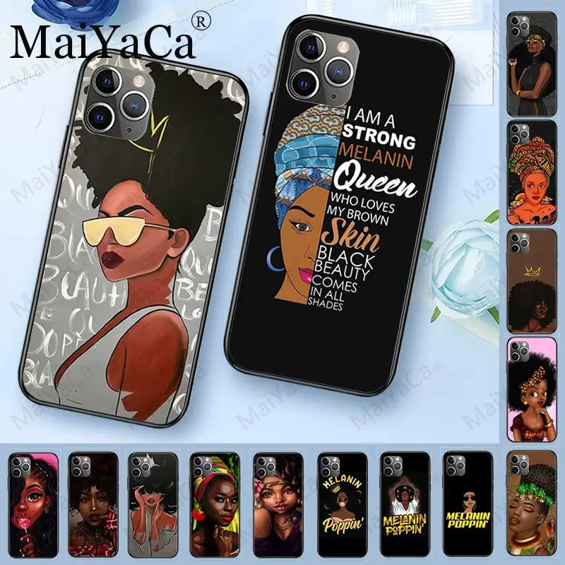 Африканский афро меланин Poppin черный девушка фото на заказ мягкий чехол для