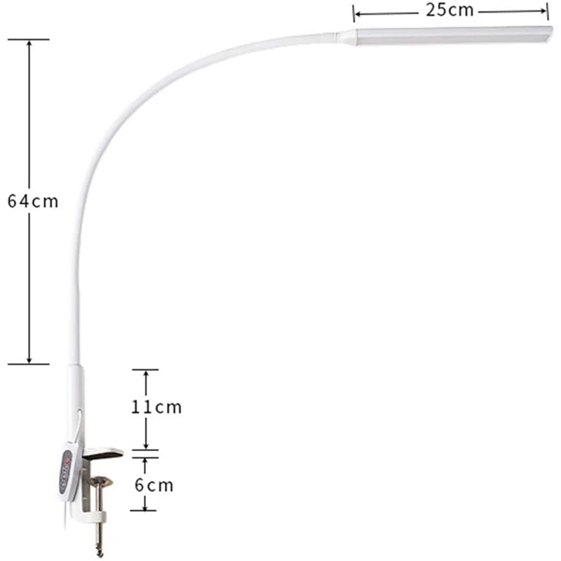 

LED Table Clip Lamp Long Arm Office USB Adjustable Eye Protection Desk Lamp Bedroom Nightlight 5-Level Brightness