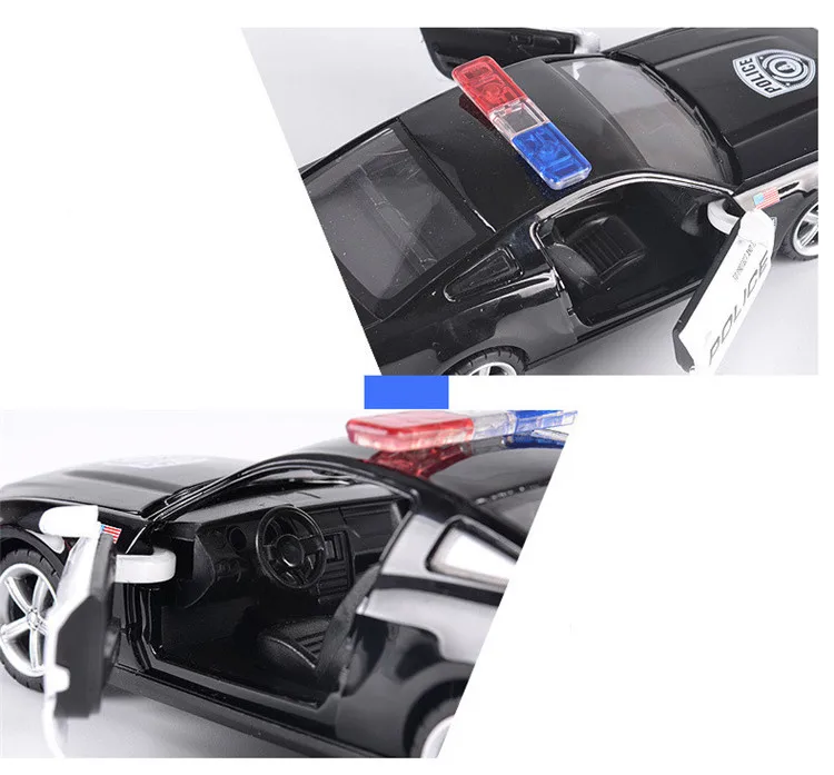 Качество 1:32 Mustang GT Модель из сплава полиции, имитация литья под давлением звук и светильник, игрушка в подарок