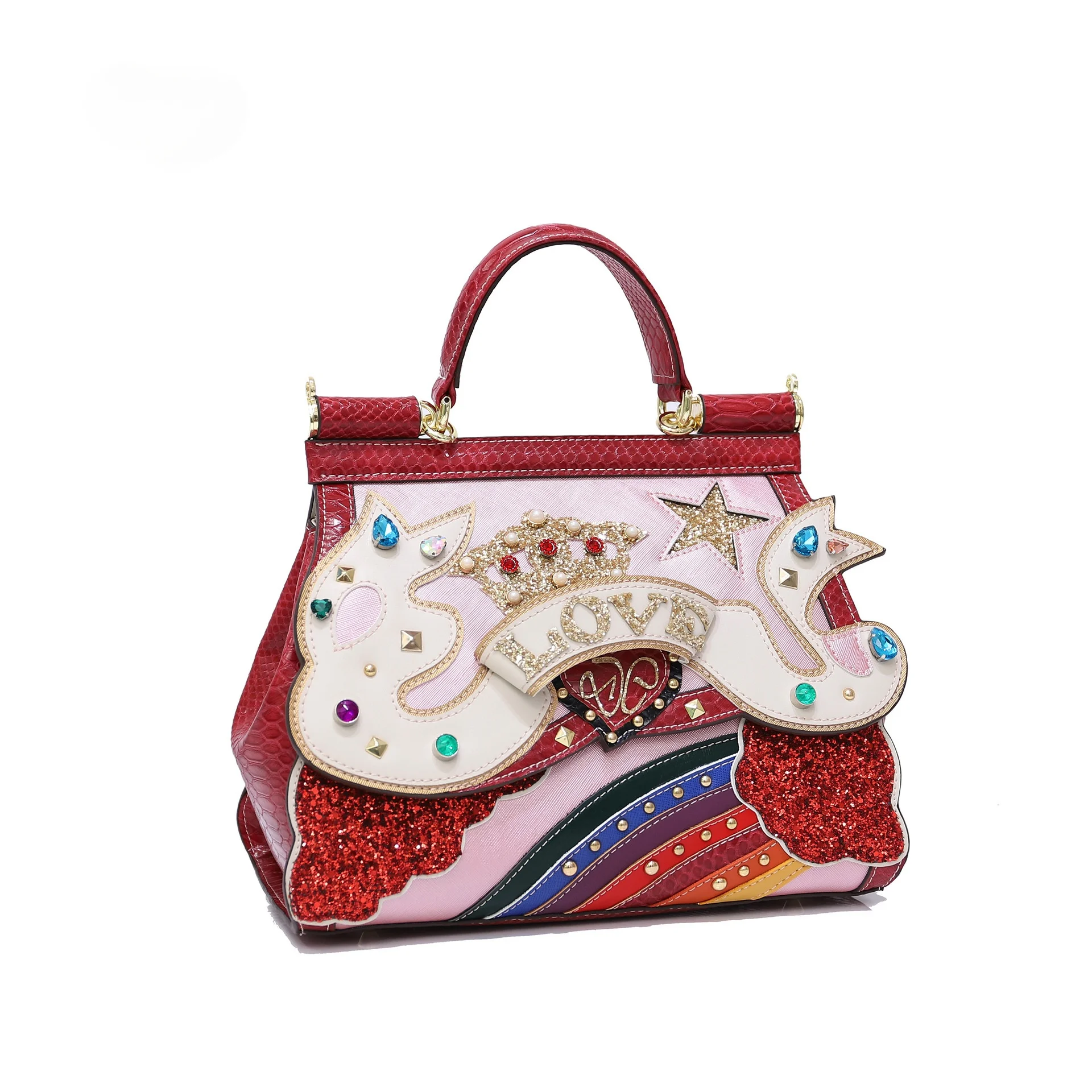 

2021 European and American classic frame women's bag Decal serpentine Pu shoulder bag