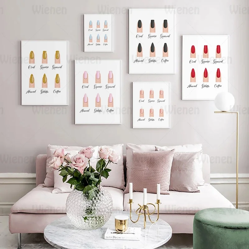 

Fashion Nail Shapes Beauty Salon Canvas Posters And Prints Decor Makeup Nail Gifts Nail Type Guide Art Canvas Painting Picture