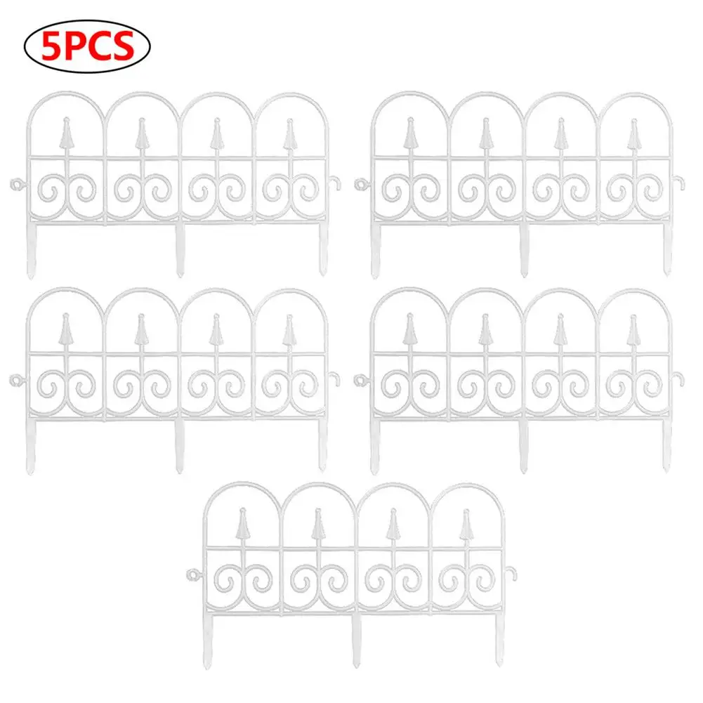 

5pcs Garden Plastic European Fence Outdoor Lawn Edging Fence Garden Border Decoration For Home Yard Wedding 58*34c