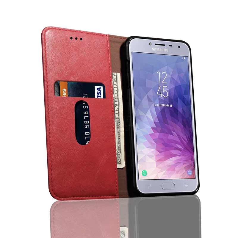 Роскошный тонкий кожаный флип-чехол в стиле ретро для Samsung Galaxy J4 2018 Европейский