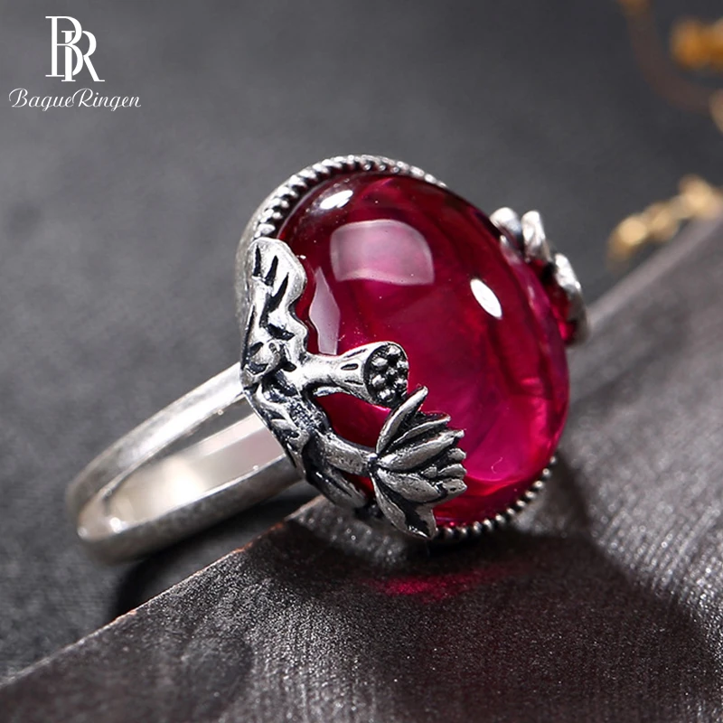 

Bague Ringen Sterling Silver 925 Jewelry Charms Ring for Women Natural Gemstone Garnet Ruby Obsidian Chalcedony Onyx Wholesale