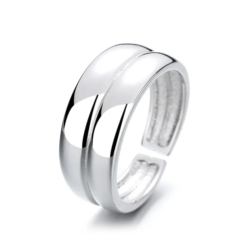 

Sterling silver adjustable s925 gold plated simplicity Punk Glossy Geometric fashion personalized jewelry rings gifts for women