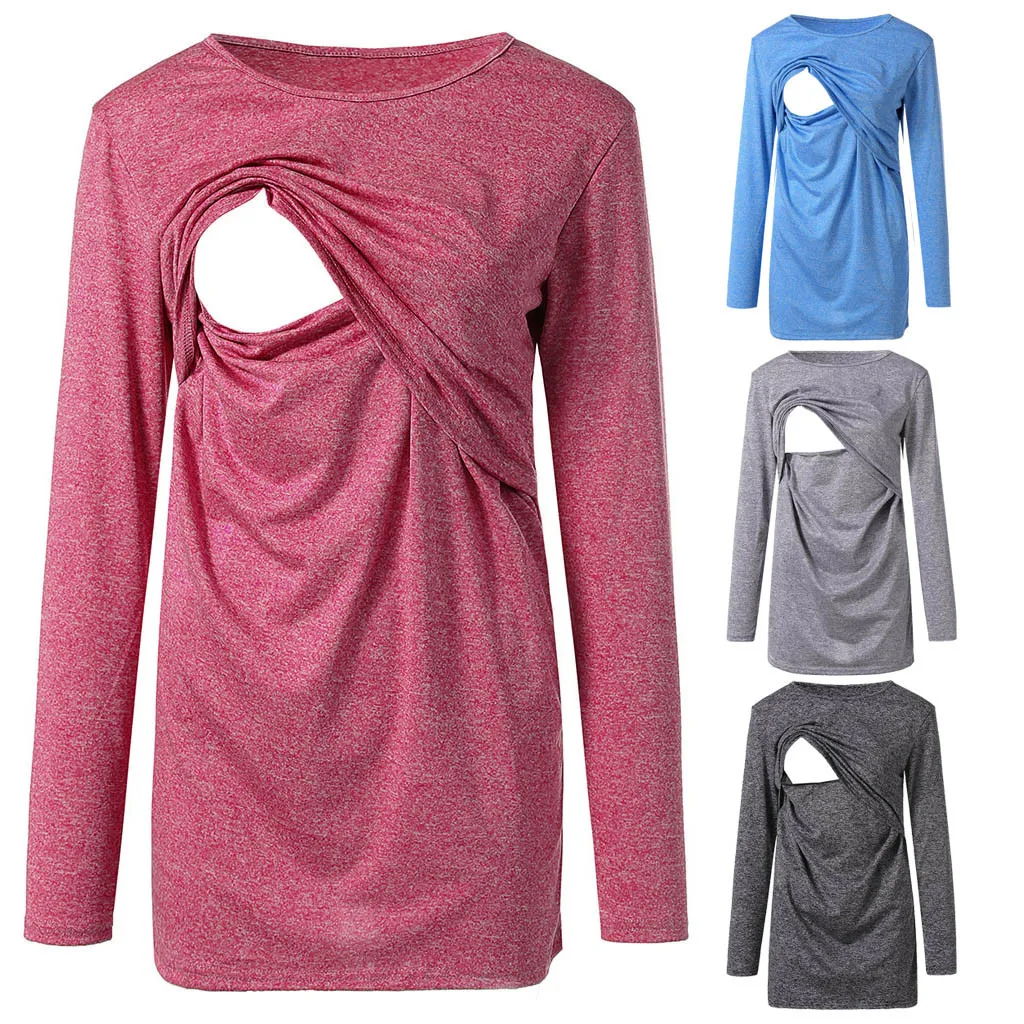 Женская одежда для кормящих мам с длинными рукавами повседневный Топ грудного