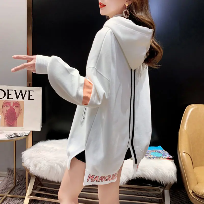 

Hooded thin vests women's spring and autumn new fake two large size tops