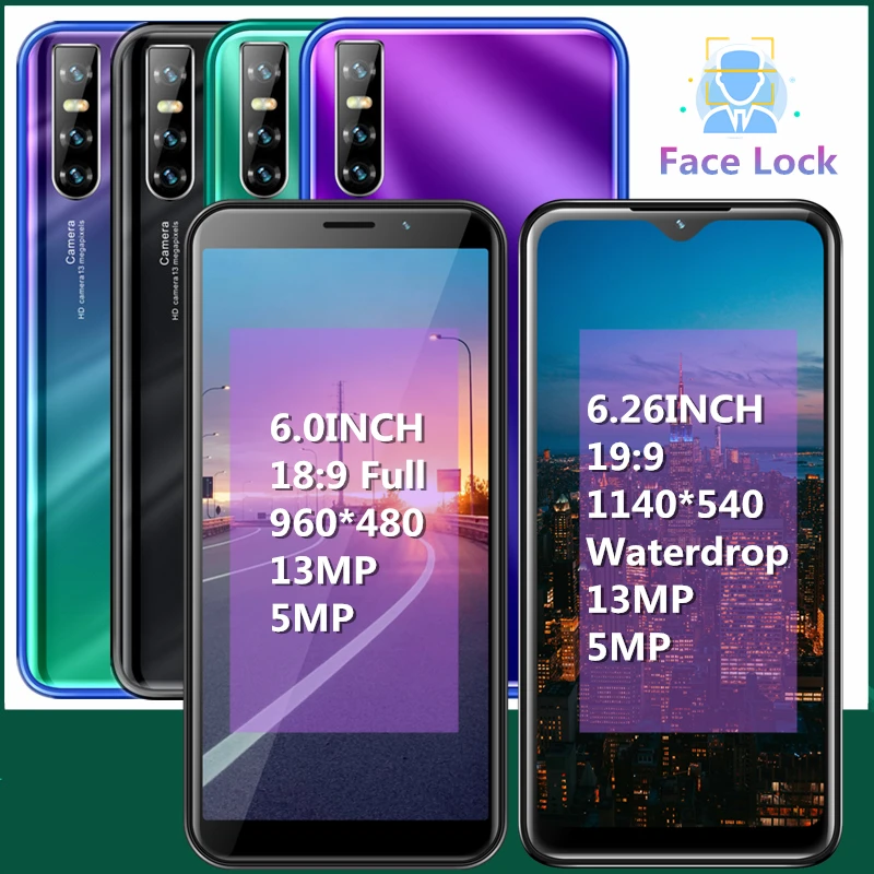 Оригинальные смартфоны 7A 4G + 64GROM 6 26 дюймов 19:9 Android 13 МП сотовые телефоны с