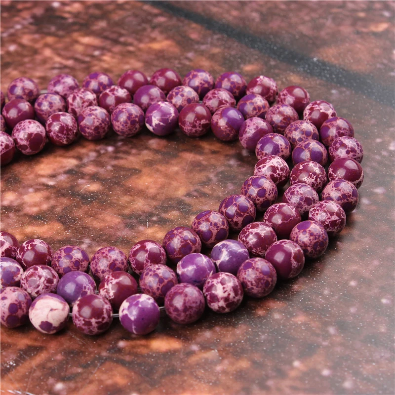 Модный Фиолетовый император круглые свободные бусины ювелирный камень 4/6/8/10 / 12