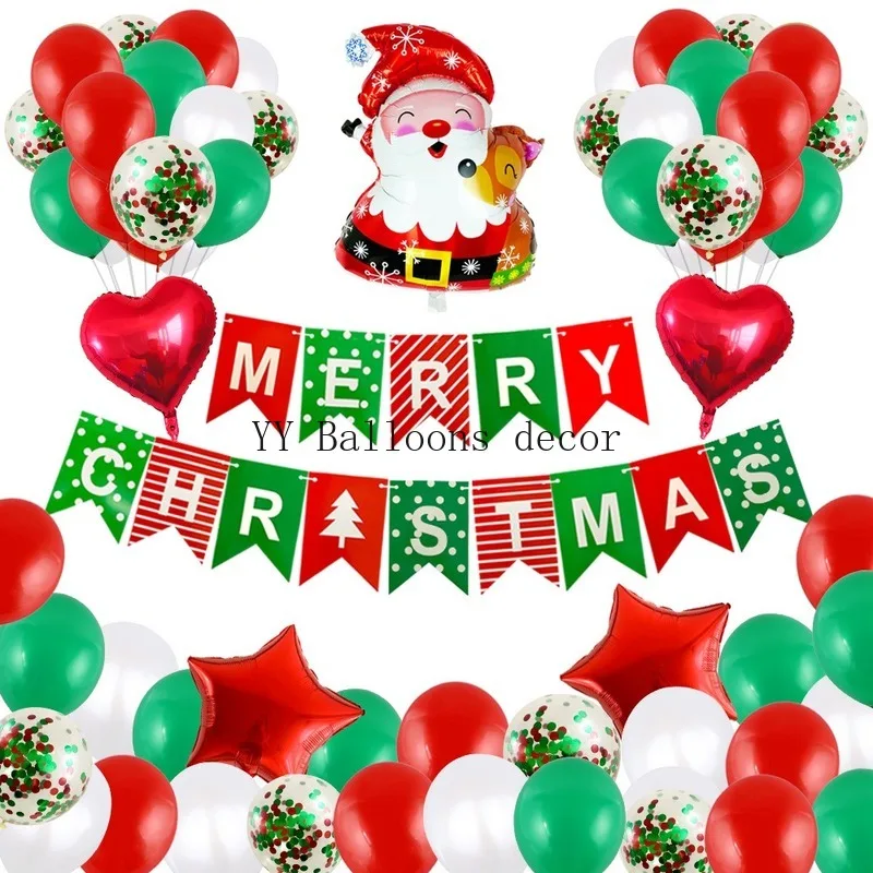 65 шт Рождественский подарок Красный Зеленый рыбий хвост флаг шар &quotпятиконечная