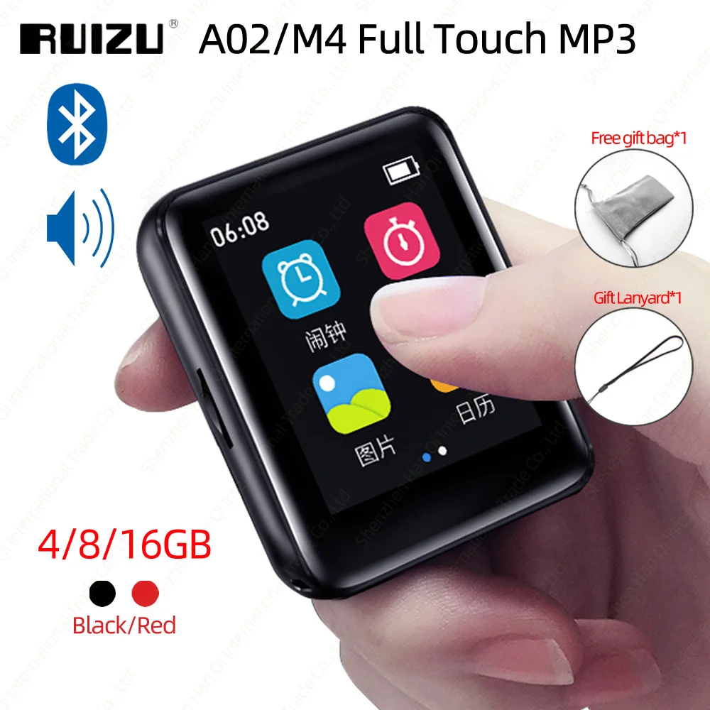 Портативный mp3-плеер RUIZU A02 M4 Bluetooth 4 0 с полным сенсорным экраном колонками и
