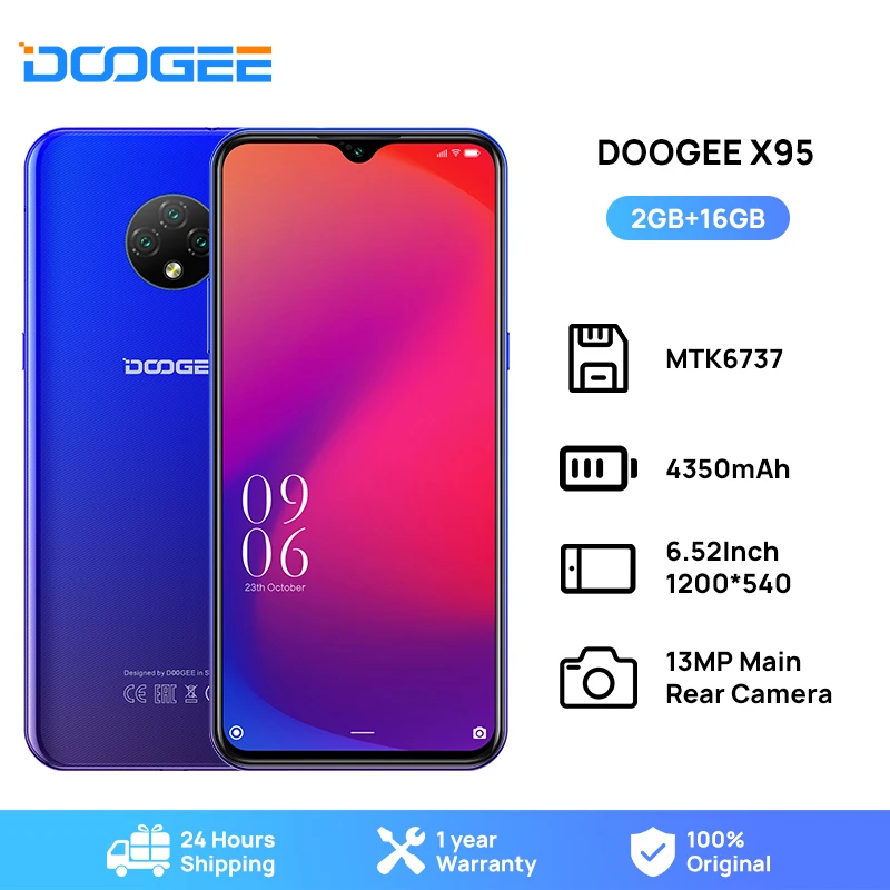 

Сотовые телефоны DOOGEE X95, Android 10, 4G-LTE, экран 6,52 дюйма, MTK6737, 16 Гб ПЗУ, две SIM-карты, тройная камера 13 МП, аккумулятор 4350 мАч