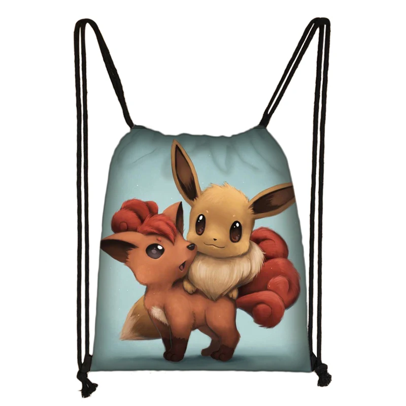Сумка с рисунком покемона на шнурке с принтом Пикачу/булбазавр/EEVEE/Psyduck рюкзак для мальчиков и девочек сумка для хранения детской книги - Цвет: skdcwjl124