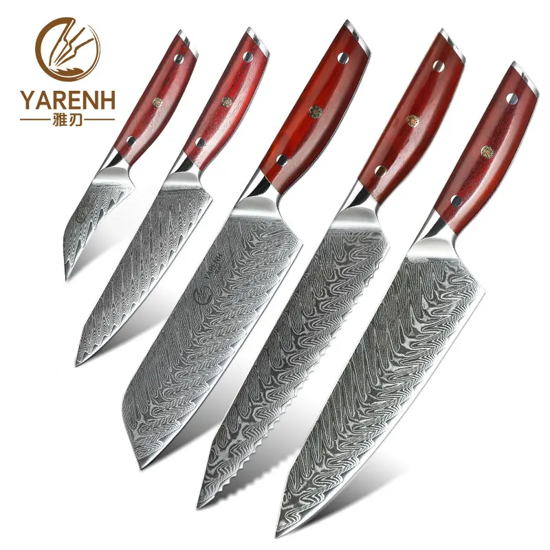 KTF - CMRWG - 5P Yarenh набор ножей 5 шт.- японские ножи кухонные из 67 слой vg10 дамасская сталь- острый нож дамаск высокого качества - Цвет: KTF - CMRWG - 5P