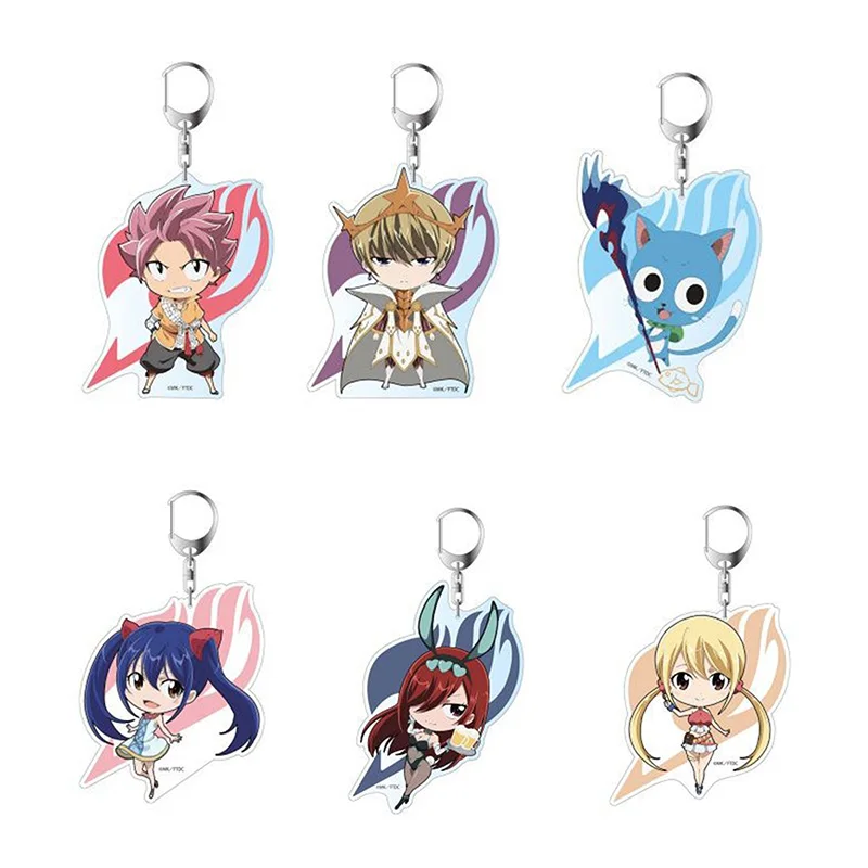 

Japan Anime Fairy Tail Key Chain Ring Transparent Acrylic Cartoon Figure Keychain Fans Souvenir Car Keyring Child Backpack Charm