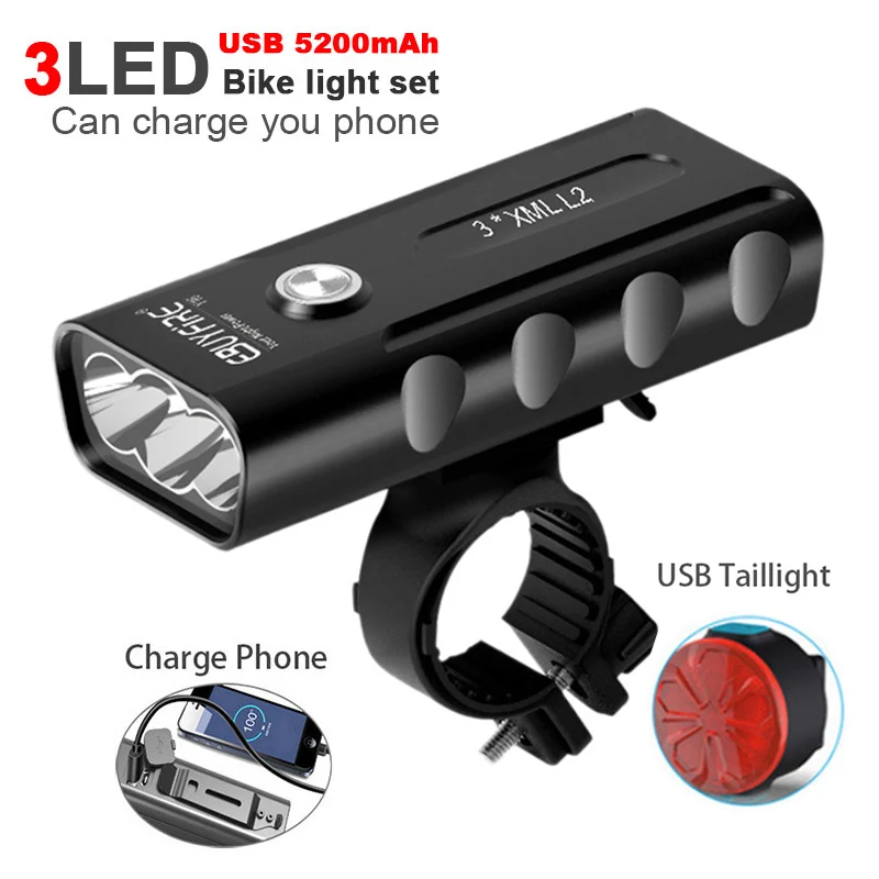 Велосипедный светильник L2 светодиодный с зарядкой от USB 5200 мАч|led cycle light|cycling