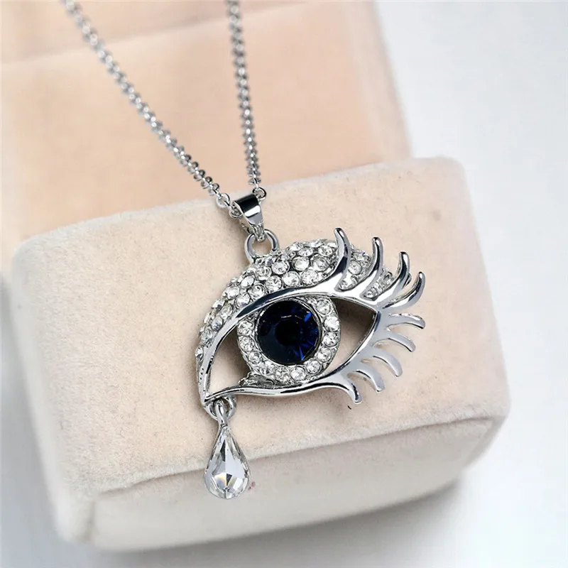 Модные волшебные глаза кристалл слеза падение ресницы ожерелье Длинный свитер