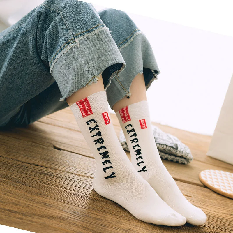 Letter socks children's medium tube socks summer thin pure cotton Korean street versatile high top men's basketball long tube