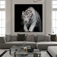 african white tiger canvas painting black white animals posters and prints wall art picture living room decoration frameless