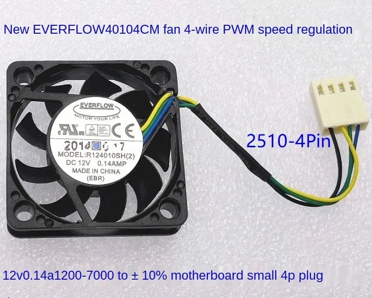 Кулер для процессора Everflow 4010 4 см 40 мм Pwm Fan R124010sh (2) 12 В а проводной