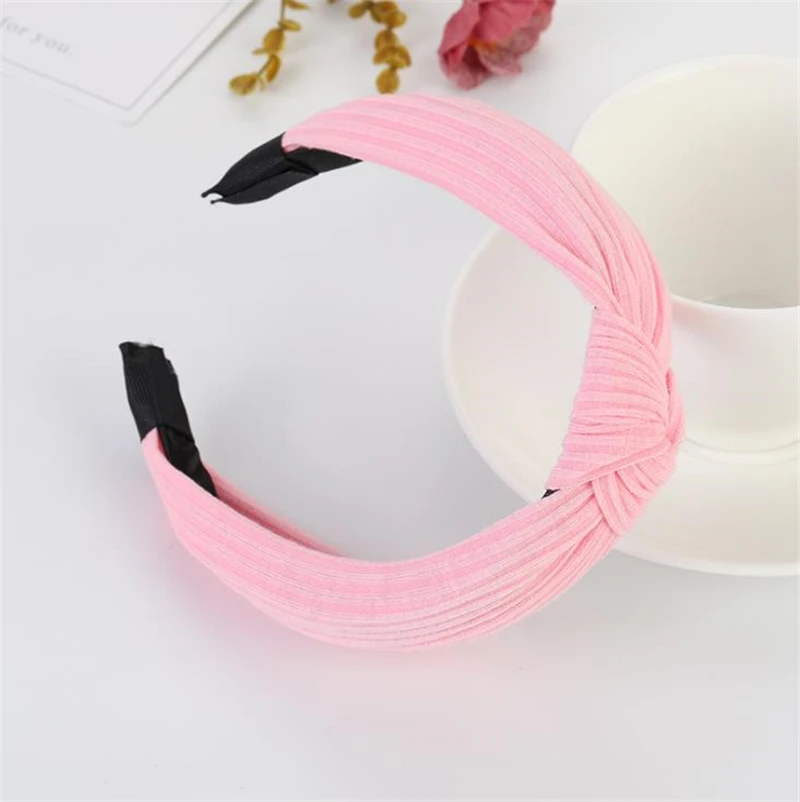 Модный Ретро тканевый УЗЕЛКОВЫЙ ободок однотонный мягкий для волос высокое
