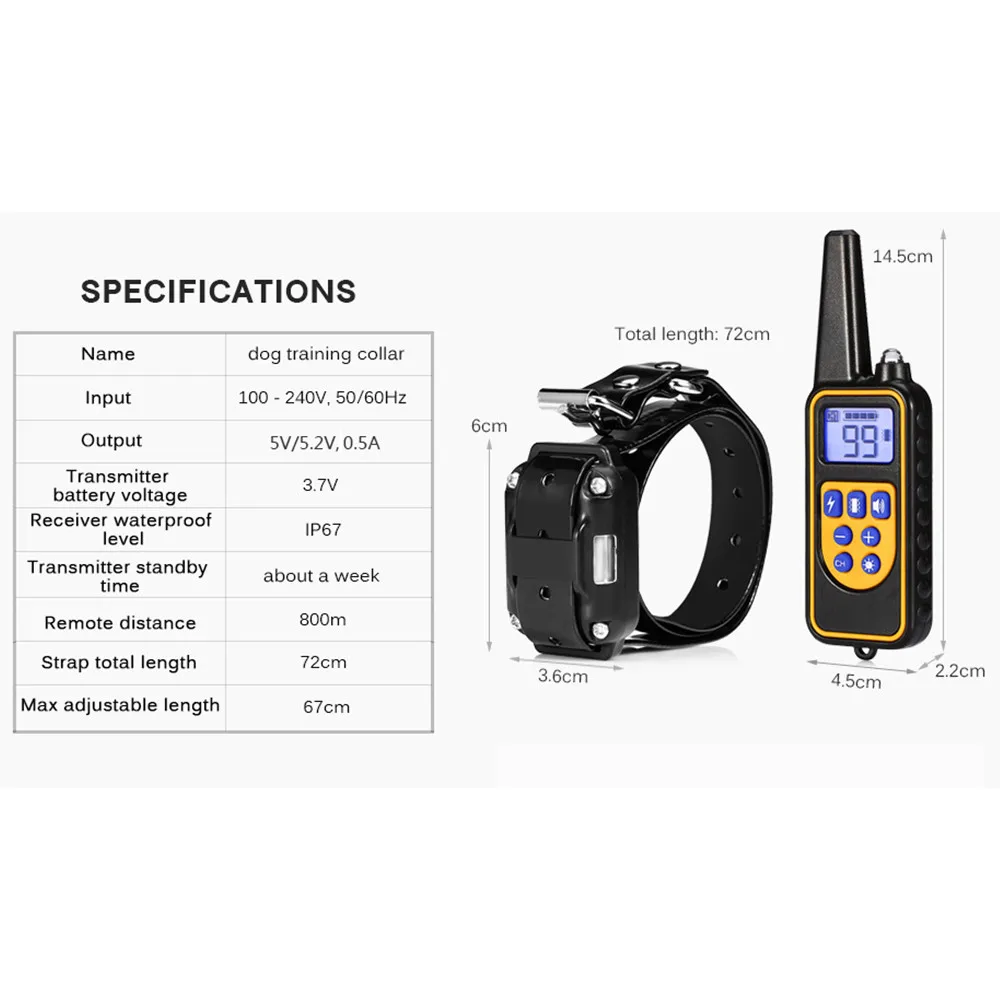 800 м Электрический тренировочный ошейник для собак водонепроницаемый