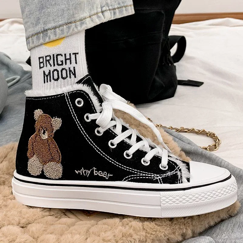 

Короткие сапоги на толстой подошве, женская зимняя теплая обувь с хлопковой подкладкой, с высоким берцем и плюшевой подкладкой, парусиновая...