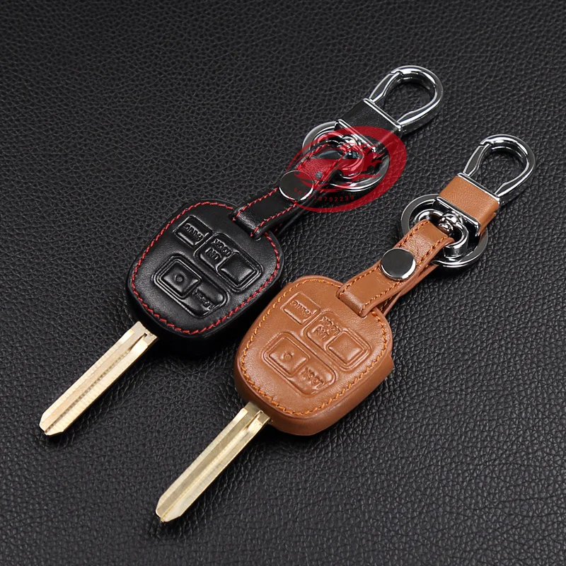 Hot sale car-cover 100% genuine leather car key cover for Toyota Tarago RAV4 Corolla Camry 3 Button remote case | Автомобили и