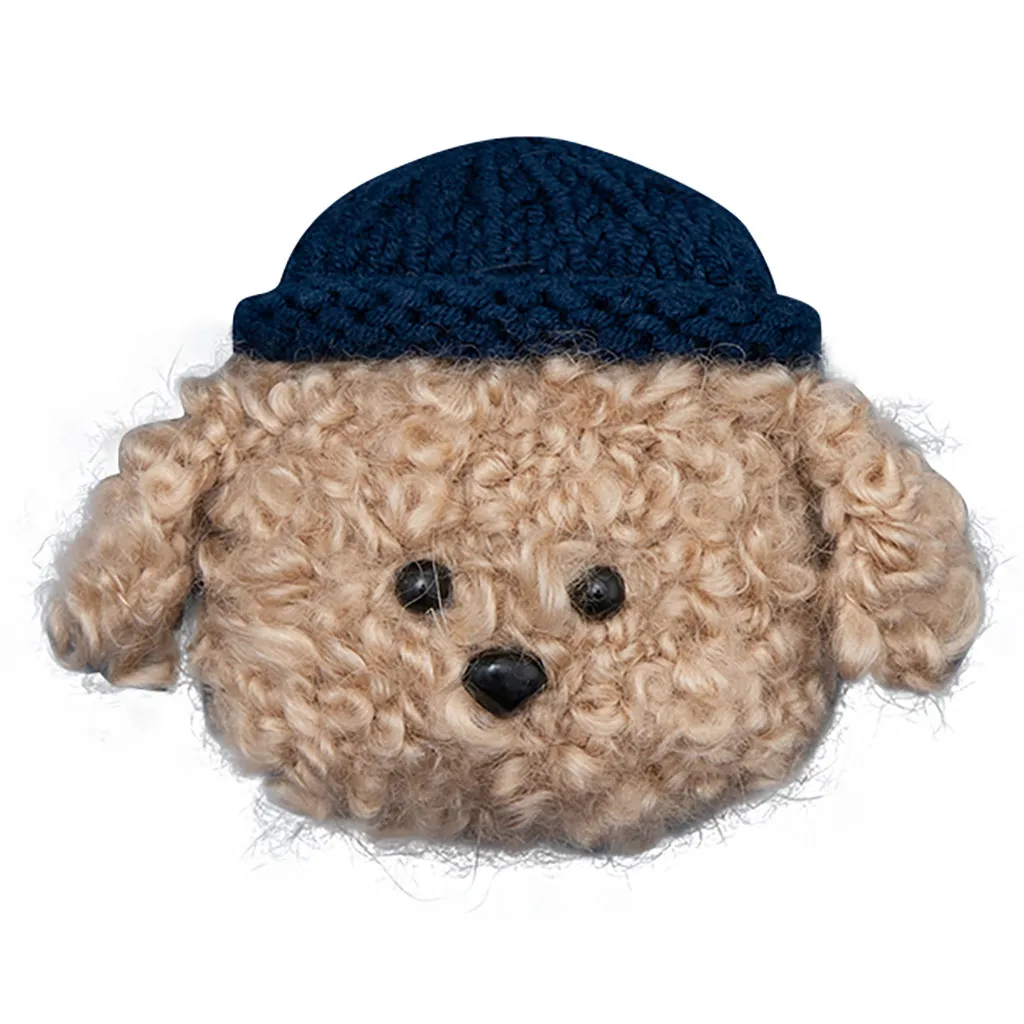 Противоударный чехол для Airpods милый вязаный плюшевый защитный с изображением