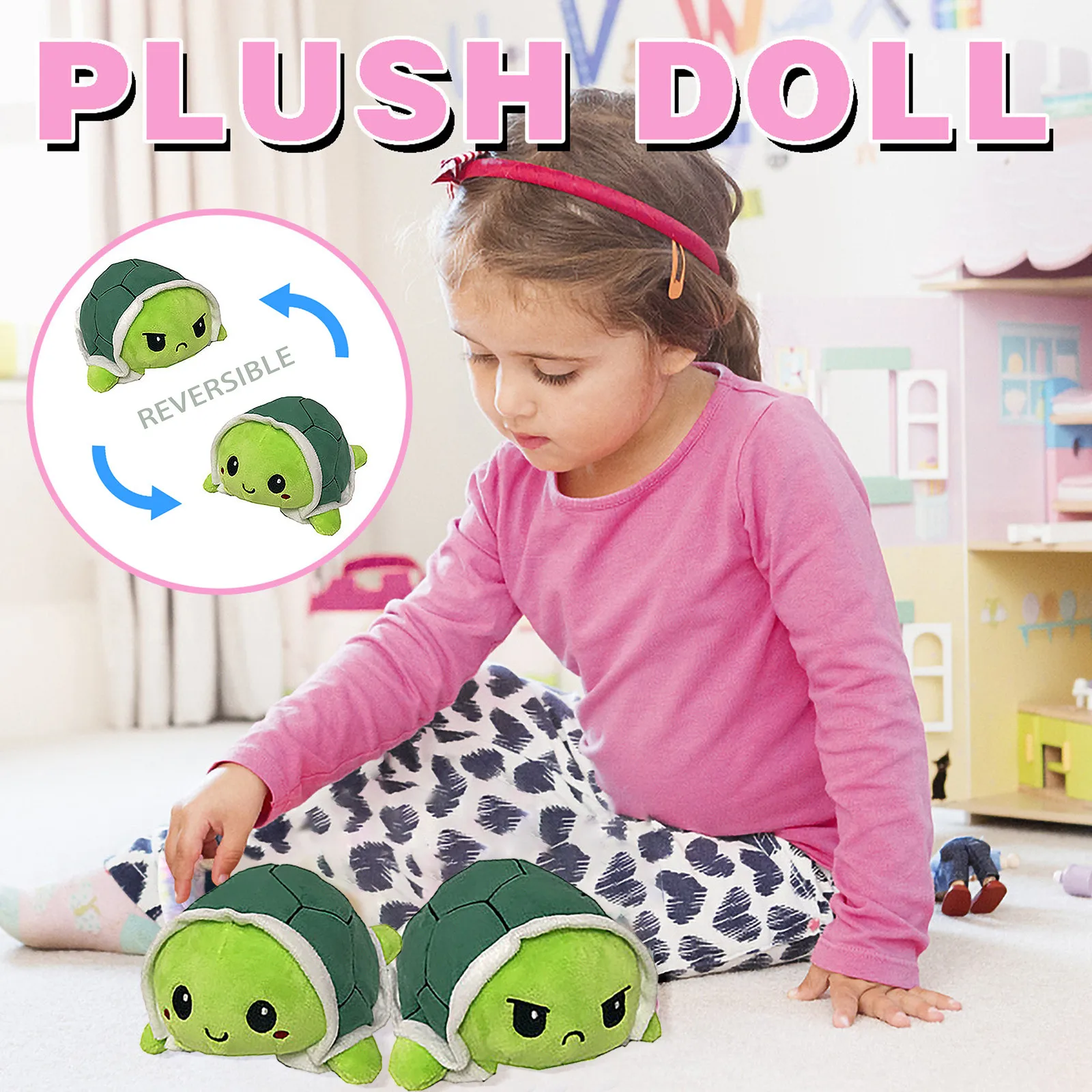 Милая плюшевая кукла черепаха двусторонняя игрушка флип мягкая милая животное