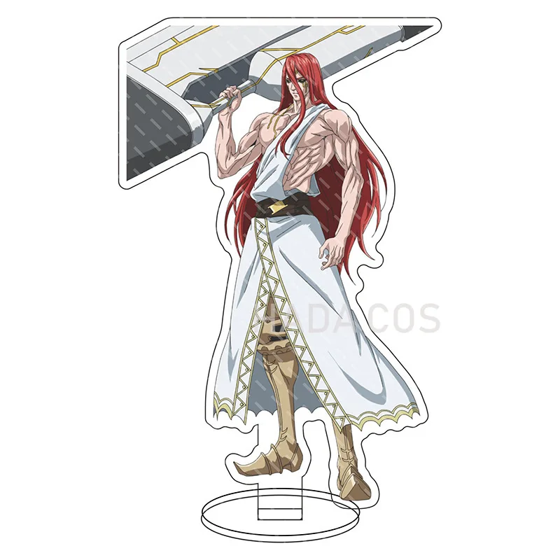Модель стенда Anime Figure Record of Ragnarok Cosplay Brunhild Sasaki Kojiro Poseidon Shiva Shakya Lubu с акриловой пластиной на столе в виде декора.