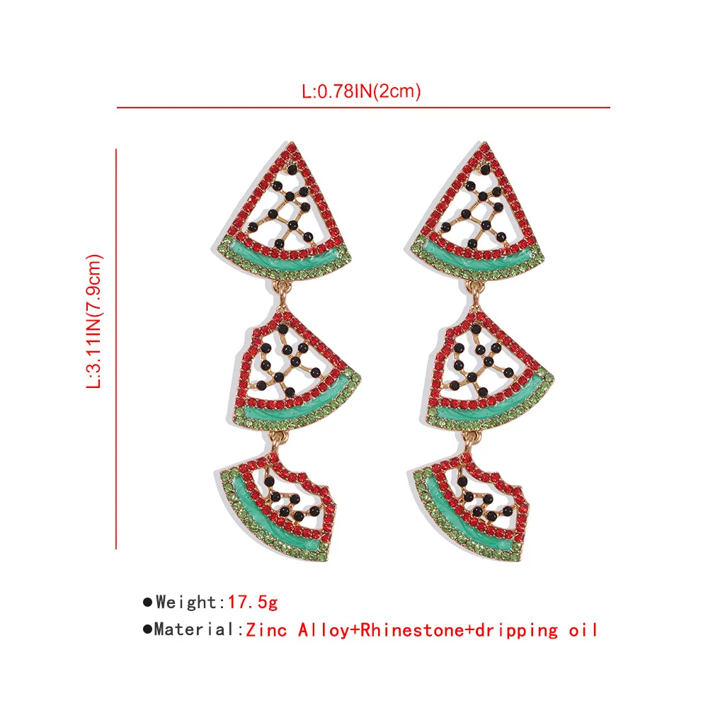 

JL Women Crystal Watermelon Earrings Fun Personality Fruit Earrings For Summer