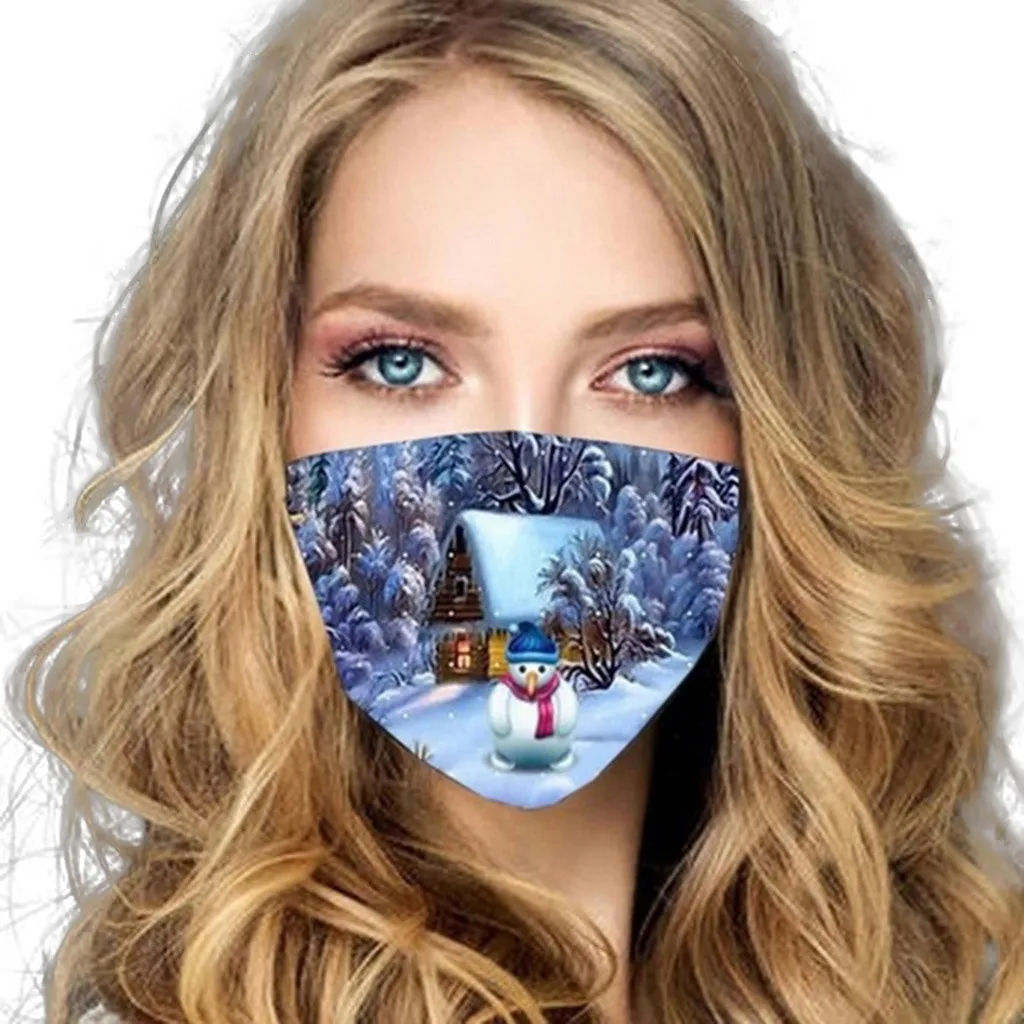 Рождественские пылезащитные маски для рта защитная маска лица ветрозащитные