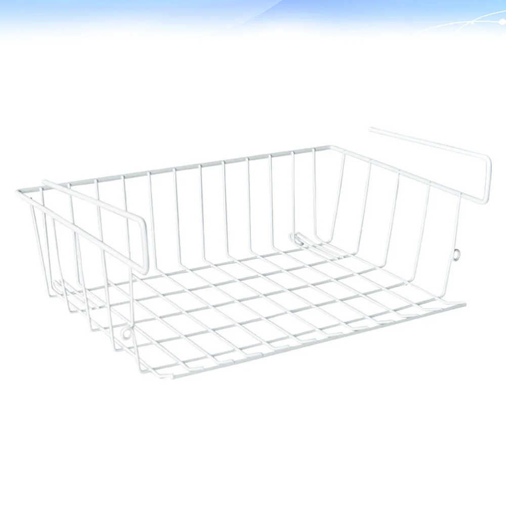 

Punch Free Hanging Basket Hanging Rack Under the Partition Organizer Storage Basket Shelf for Kitchen Wardrobe