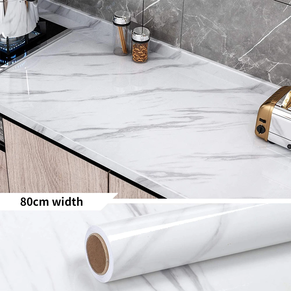 

80cm Width Marble For Walls In Rolls Vinyl Self Adhesive Waterproof Wallpaper Contact Paper Wall Stickers Film Kitchen Home Deco