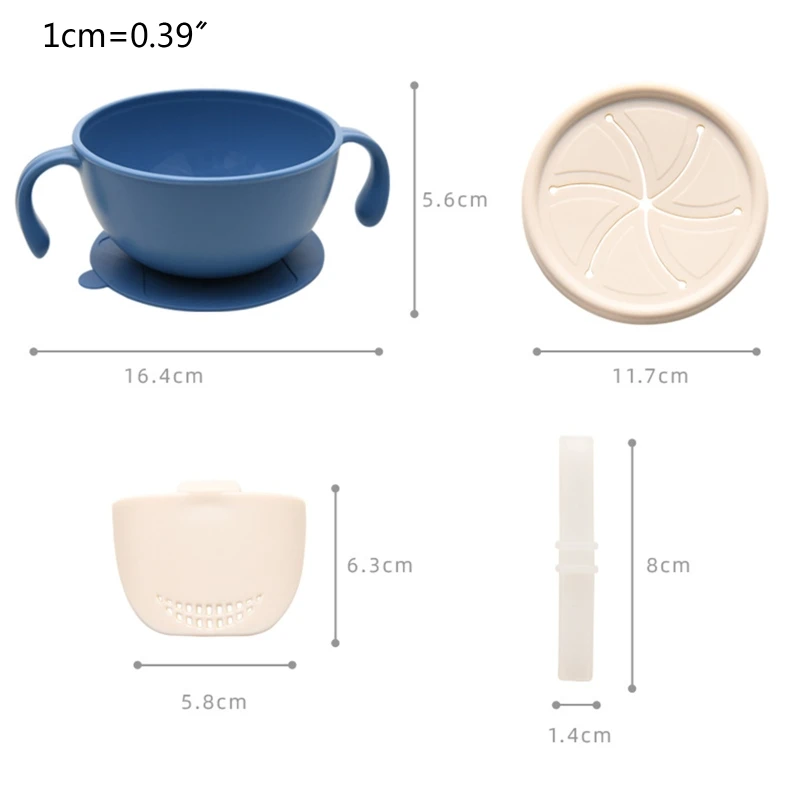 

Baby Sucker Bowl Plate with Straw Drinking Tableware Slip-resistant Silicone Feeding Food Dishes