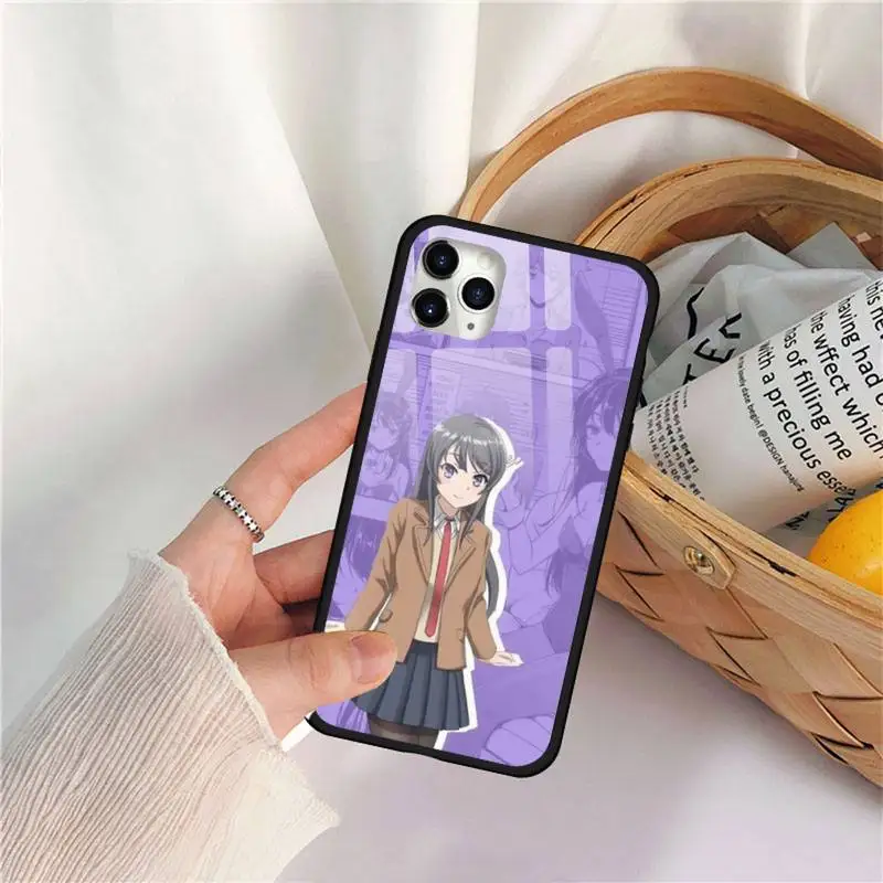 

Sakurajima Mai Anime Phone Case Tempered glass For iphone 11 12 PRO MAX X XS XR 5C 6 6S 7 8 plus