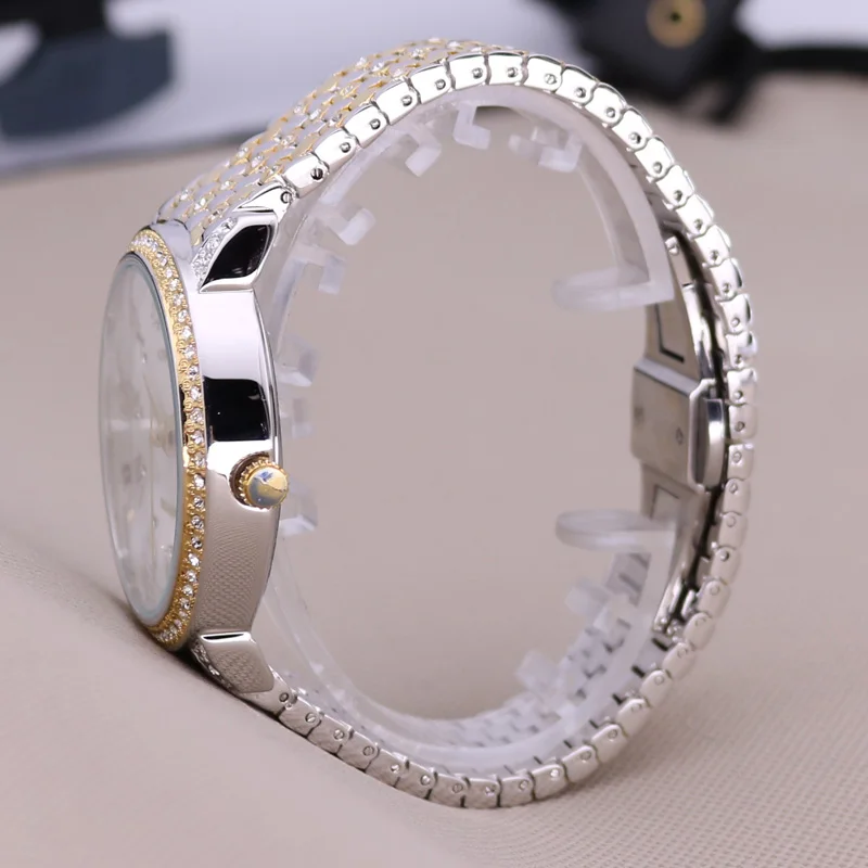 Auto Date Men's Watch Women's Watch Japan Mov Fashion Rhinestone Shell Luxury Crystal Lovers' Watch Birthday Gift Melissa Box