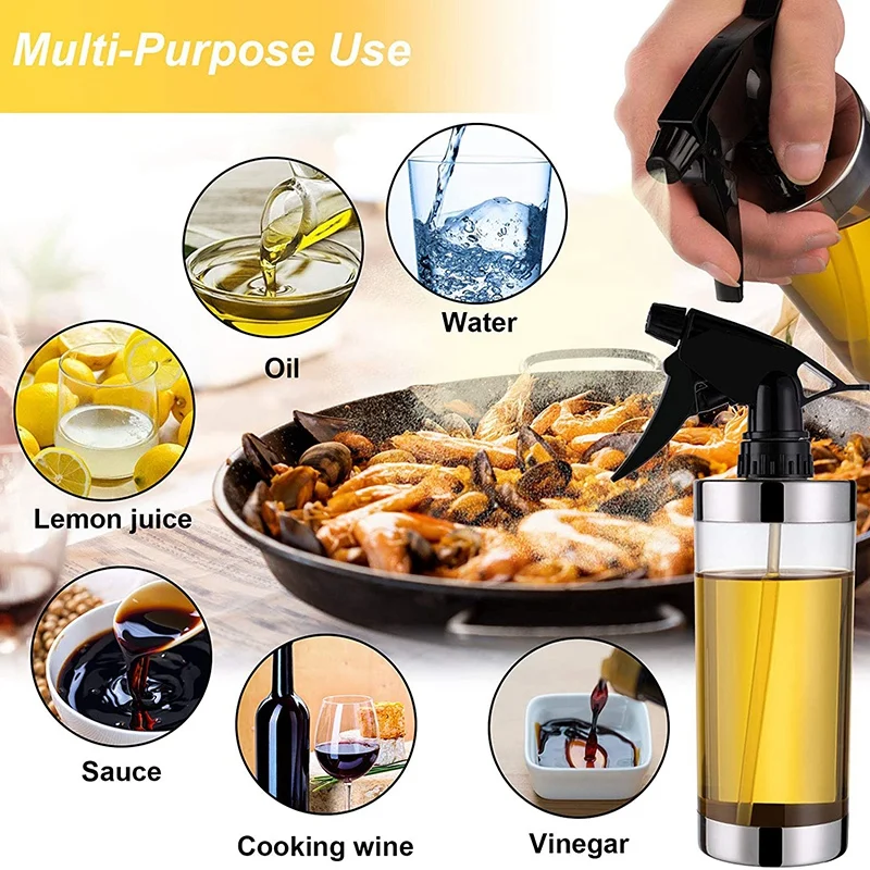Olive Oil Sprayer for Cooking - 450Ml Dispenser Bottle Spray Mister -Adjustable Mist Nozzle Vinegar Spritzer |