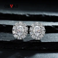 oevas 100 925 sterling silver 79mm oval high carbon diamond stud earrings for women sparkling wedding party fine jewelry gifts