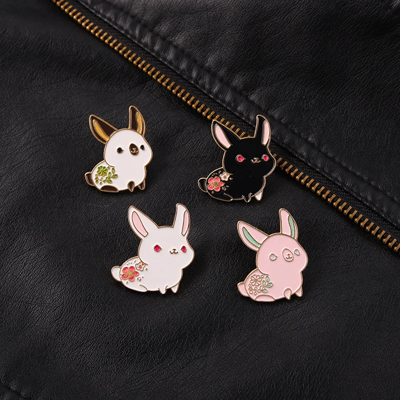 

Funny Cute Flower Rabbit Alloy Paint Brooch Japan And South Korea Small Fresh Color Animal Badge Pin Best Friend Gift Jewelry