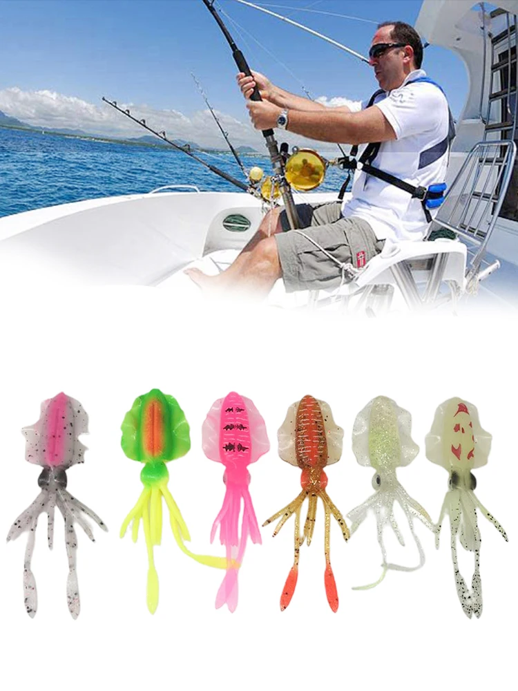 

1Pc Fishing Lures Glow Squid Soft Lure Luminous Octopus Pesca Sea Fishing Wobbler Bait Squid Jigs Fishing Tuna Lure