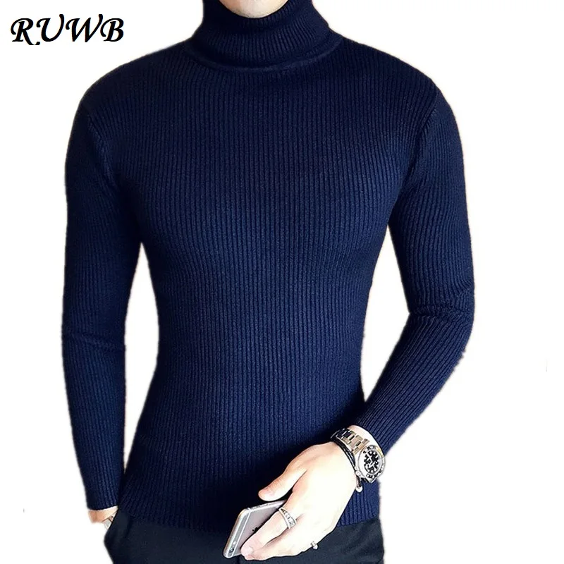 

Модный зимний плотный теплый свитер с высоким воротником, Мужская водолазка, Брендовые мужские свитеры, приталенный пуловер, Мужская трико...