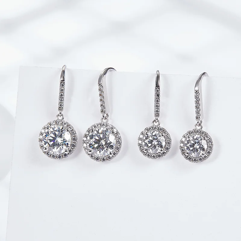 Новинка 2021, круглые серьги-гвоздики для девушек, бриллиантовые серьги из искусственного серебра с муассанитом для помолвки