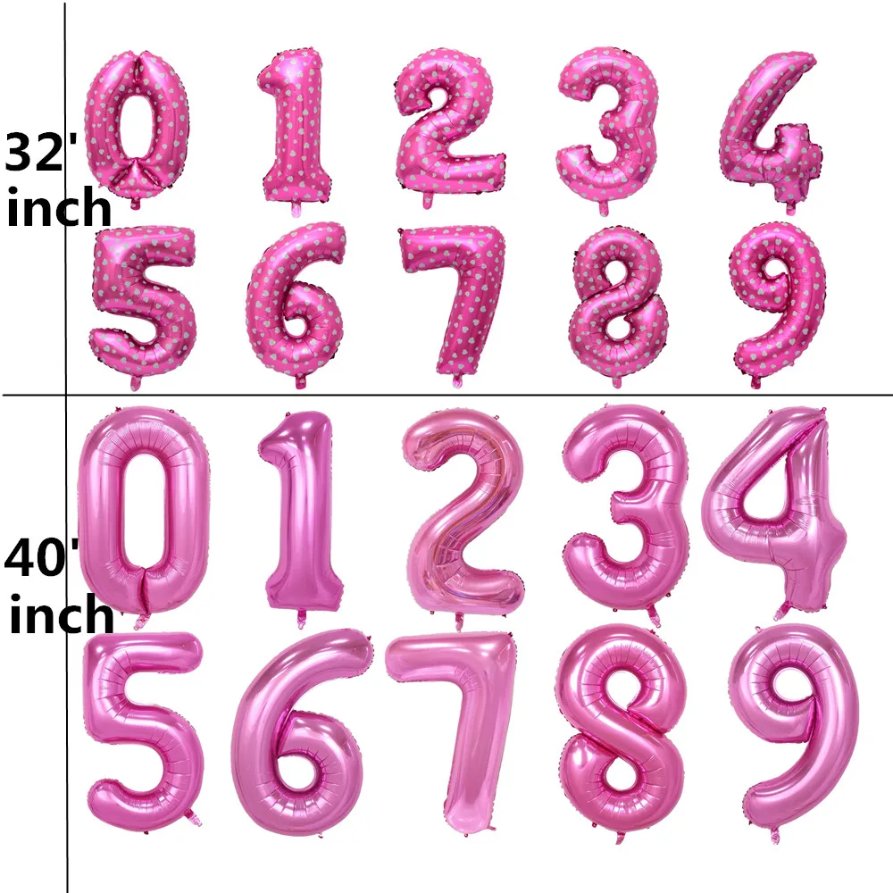 pink 16 32 40 дюймов розовое золото серебро воздушные шары из фольги в виде цифр День Рождения Декор воздушные гелиевые цифры Globos Детские воздушные шары для дня рождения Balon - Цвет: pink